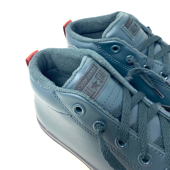 Converse Chuck Taylor Street Mid Top Green Kids Women's Leather Sneakers 672118C - Picture 7 of 10